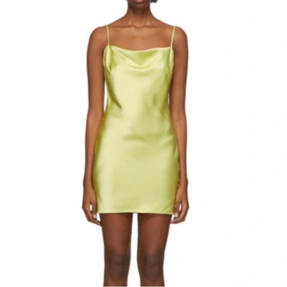 Nanushka Exclusive Yellow Satin Lotti Tank Dress